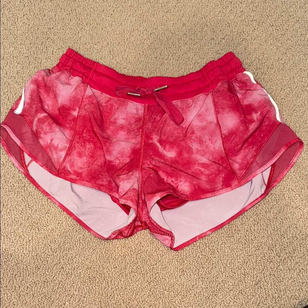 Lululemon Athletica Red Tie-Dye Athletic Shorts